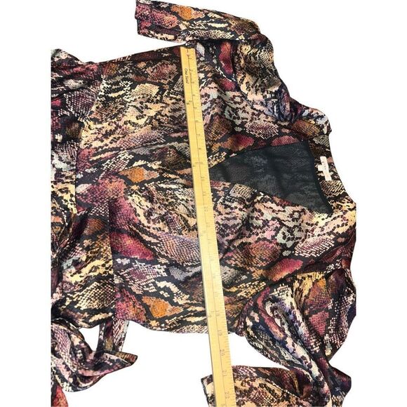 REBECCA TAYLOR woman’s 10 Snakeskin Print 100% Silk Wrap Dress career - Picture 9 of 10